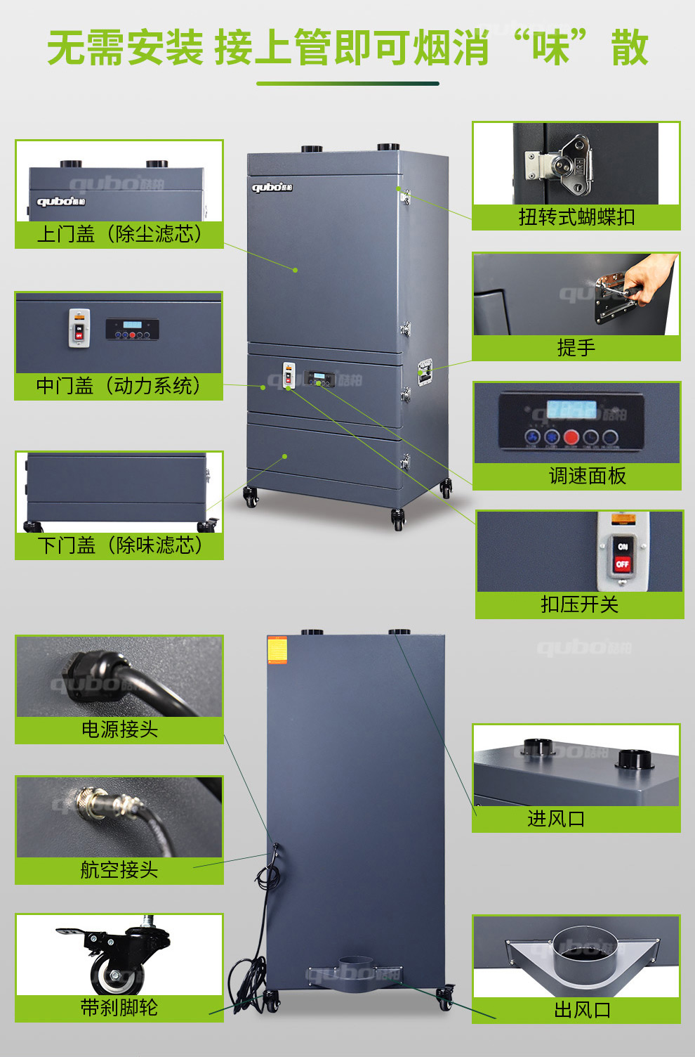 波峰焊排烟器无需安装，接上管即可烟消味散