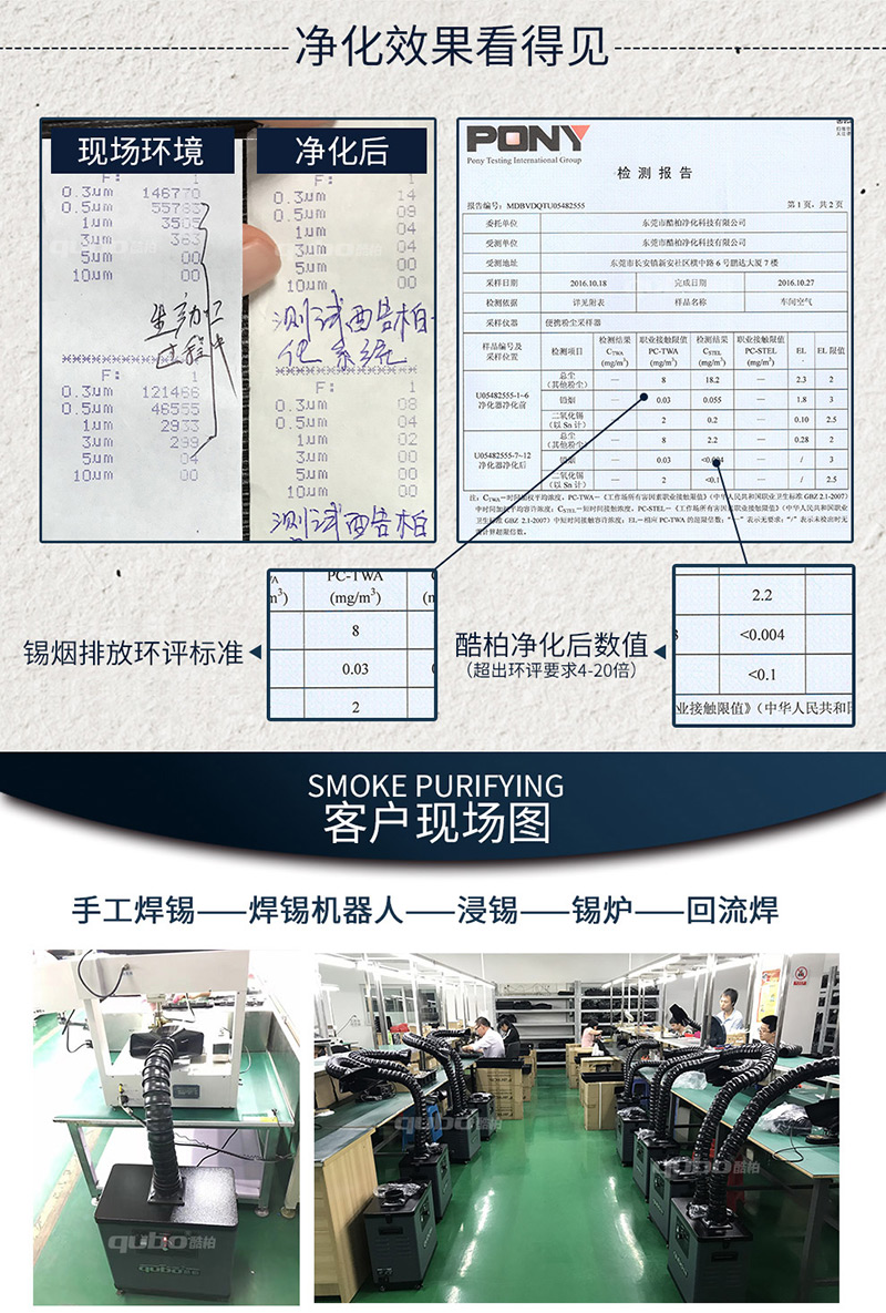 焊锡吸烟机X1002净化效果